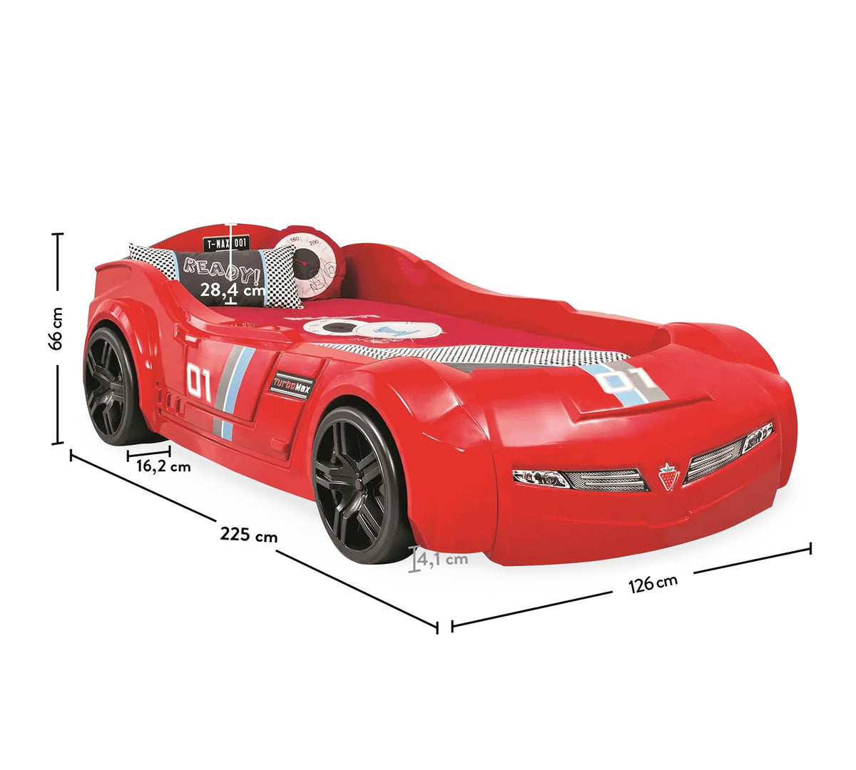 Dětská autopostel TURBO MAX (červená) (90x195 cm)